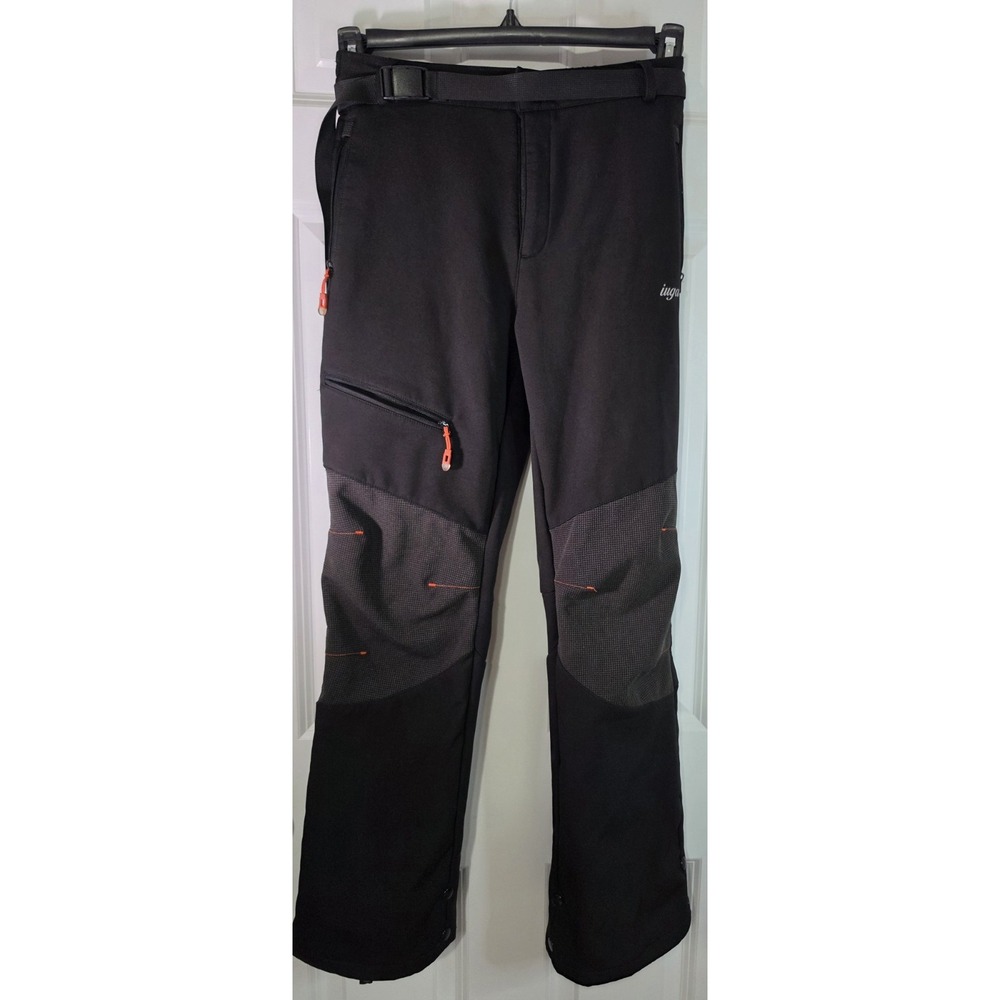 IUGA Women's Snow Pants Black Fleece Lined Waterproof Ski Hiking Softshell sz S